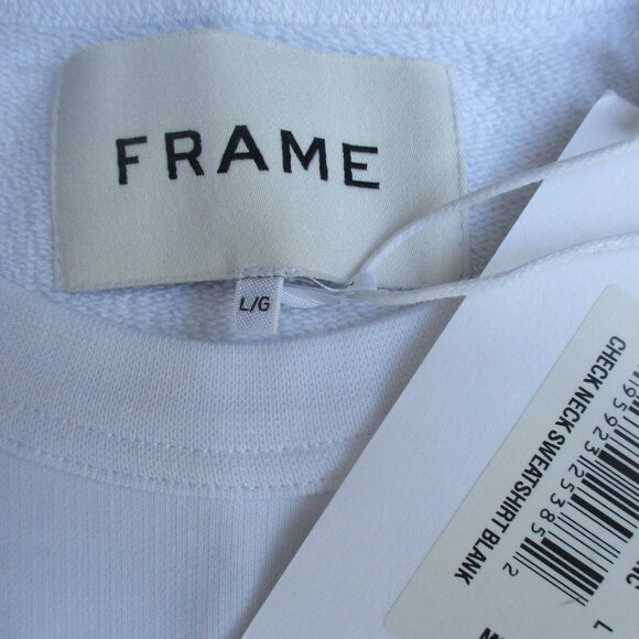 FRAME ~ Team Frame Varsity White Embroidered Sweatshirt ~ French Terry ~ L / XL - Picture 9 of 9